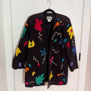 Vintage Girasol Brown Patterned Cotton Art Coat | Size Medium